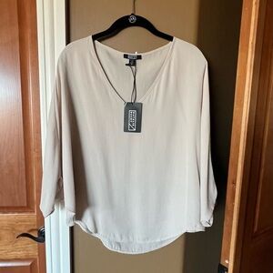 Cream V-Neck Blouse